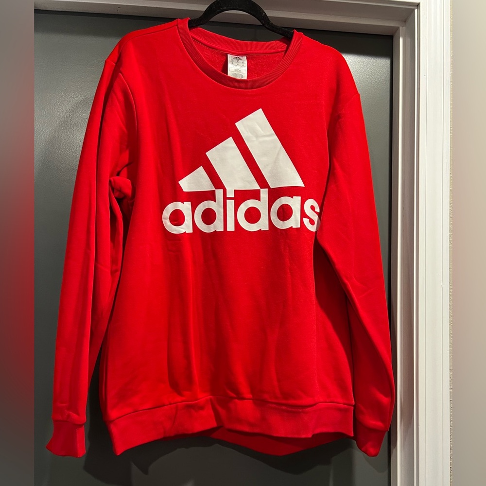 Adidas Vibrant Red Crewneck with White Logo